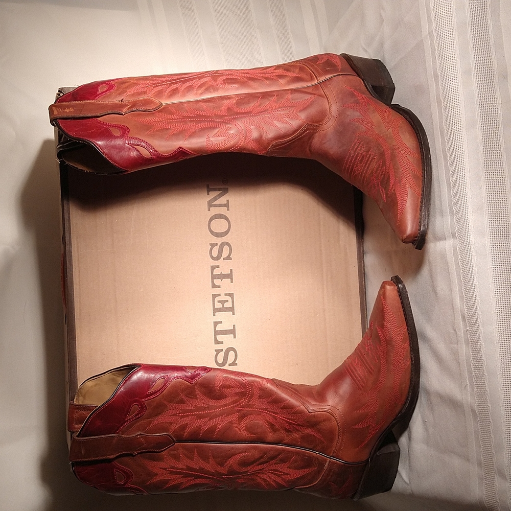 Stetson gorgeous ginger women's western boots, sz 9, very lightly worn, with box